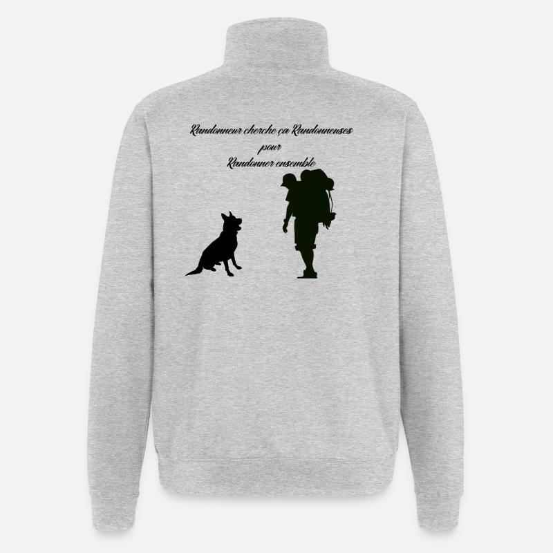 Wanderer sucht Wanderer - Quarter-Zip-Sweatshirt - Grau meliert