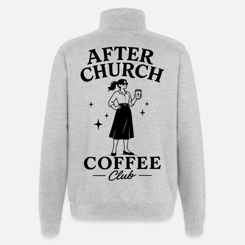 After Church Coffee - Quarter-Zip-Sweatshirt - Grau meliert