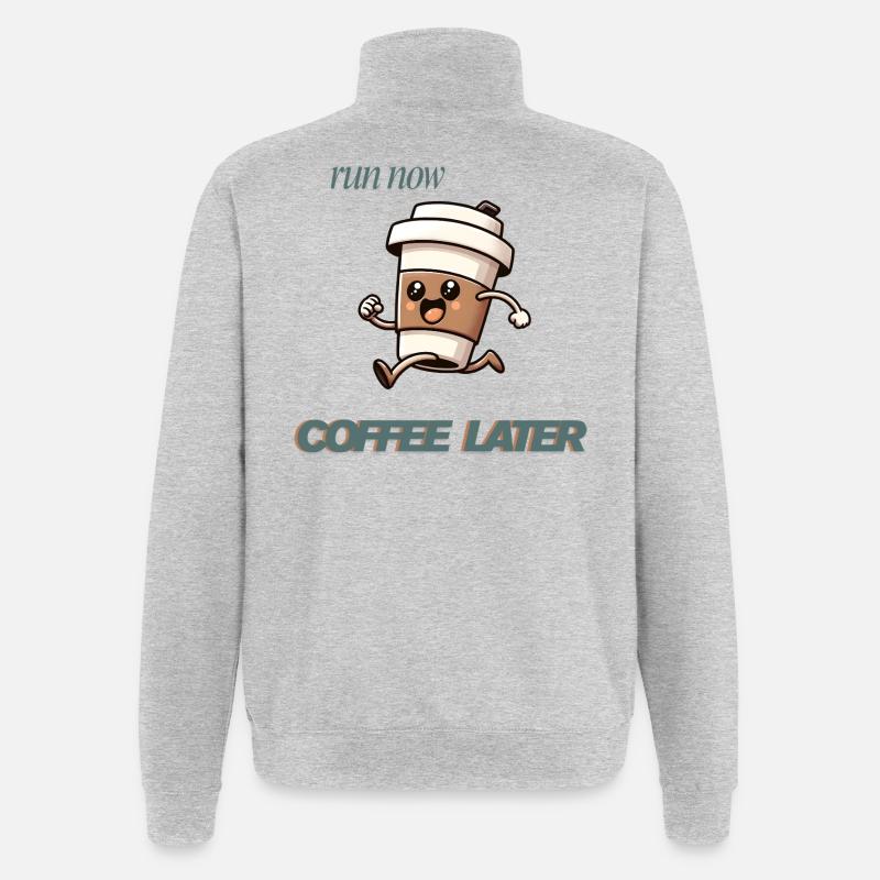 Exécuter maintenant Café plus tard - Sweat à zip 1/4 - gris chiné