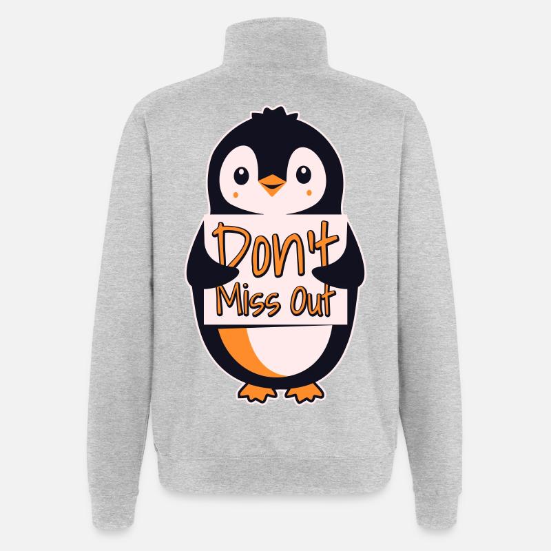 Panneau Pingouin Ne Manquez Pas - Sweat à zip 1/4 - gris chiné