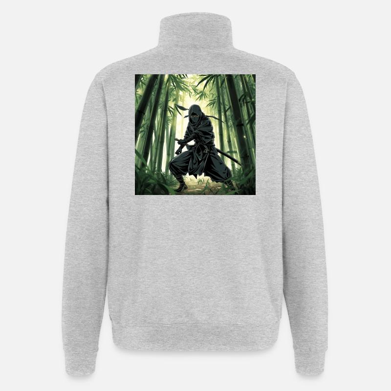 Ninja in the bamboo forest - Quarter-Zip Sweatshirt - heather grey