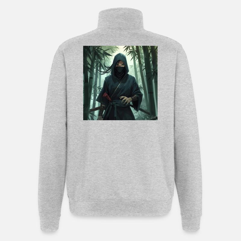 Shadow ninja in bamboo forest - Quarter-Zip Sweatshirt - heather grey