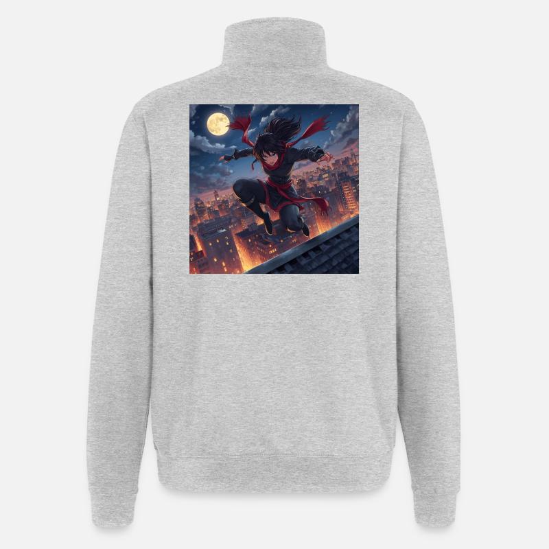 Moonlit night jump over rooftops - Quarter-Zip Sweatshirt - heather grey