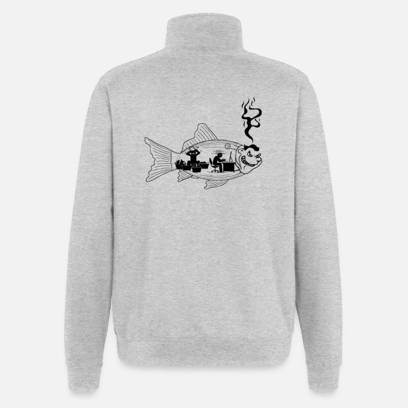 the fish stinks from the head - Quarter-Zip Sweatshirt - heather grey