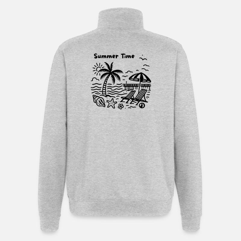 Palm Beach Pier - Conception estivale - Sweat à zip 1/4 - gris chiné