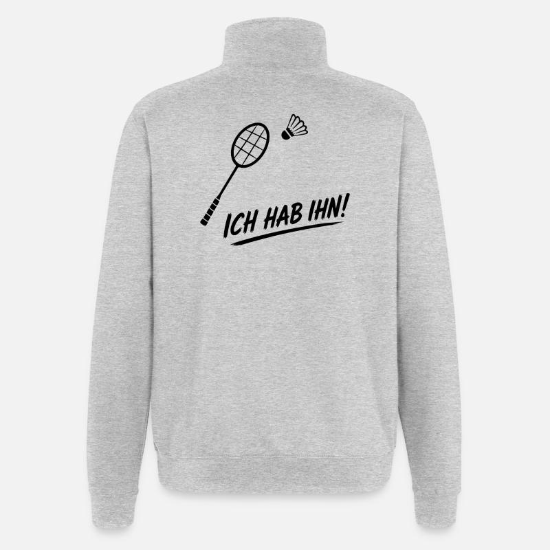Badminton Spruch - Quarter-Zip-Sweatshirt - Grau meliert