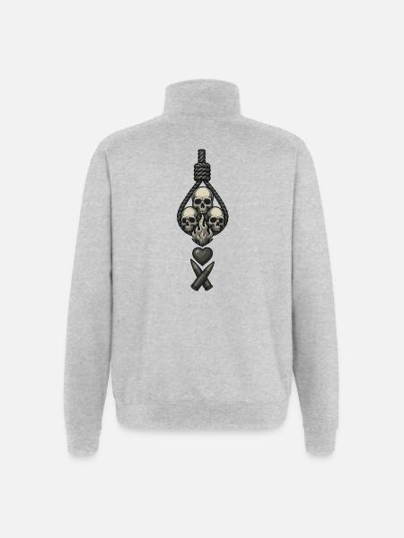 Avi Collection – Skulls & Flame - Quarter-Zip Sweatshirt - heather grey