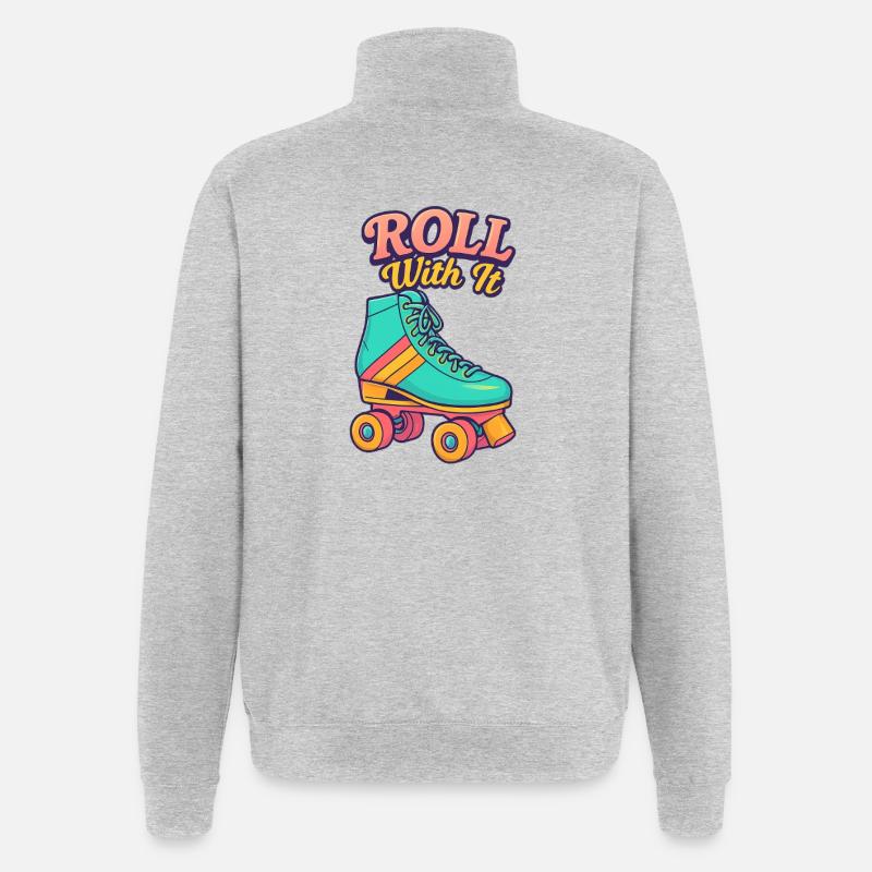 Retro Roller Skate Motiv Design - Quarter-Zip-Sweatshirt - Grau meliert