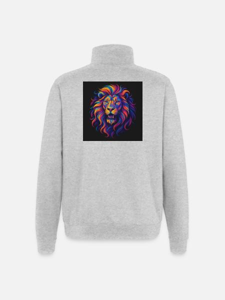 Neon Colors Lion Head Artwork - Quarter-Zip Sweatshirt - heather grey