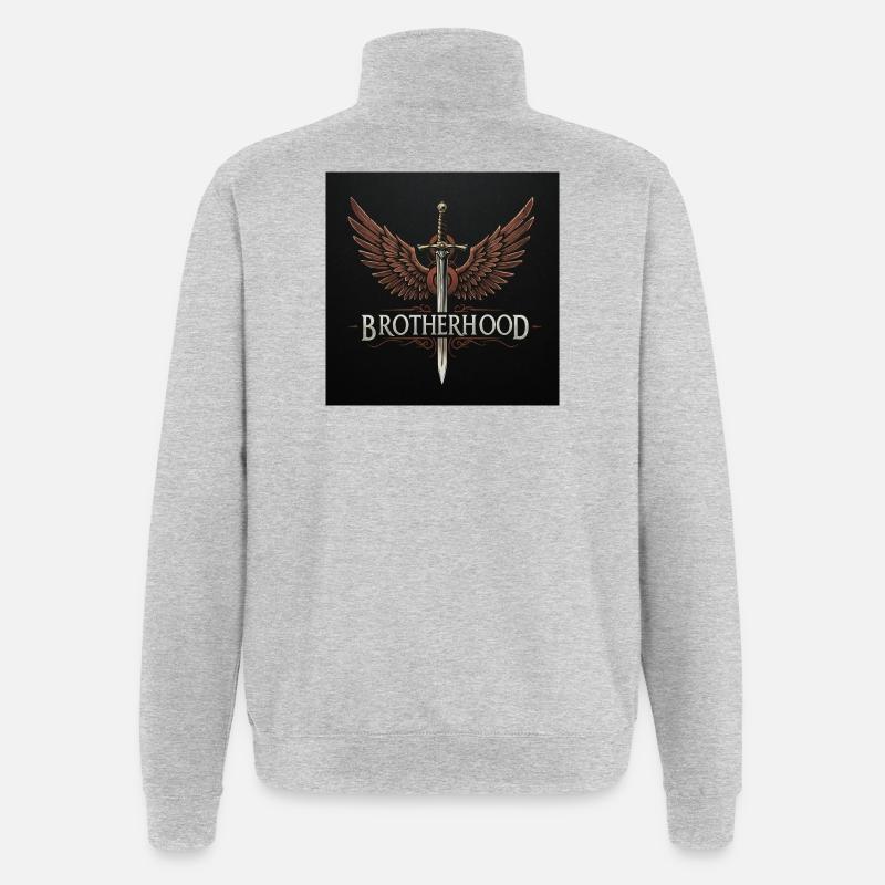 Fraternité Ailée Épée - Sweat à zip 1/4 - gris chiné