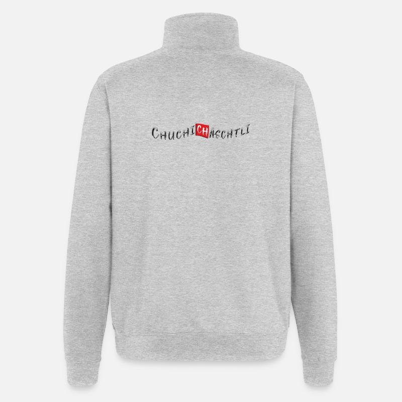 Chuchichäschtli | Mot suisse en dialecte - Sweat à zip 1/4 - gris chiné