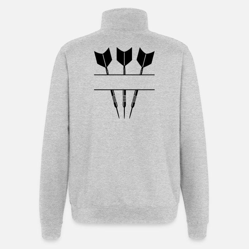 Drei Darts einfarbig mit Textzeile. - Quarter-Zip-Sweatshirt - Grau meliert