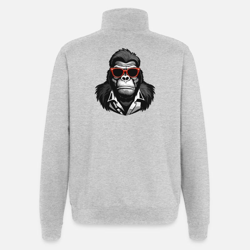 Gorilla, Affe, Primat - Quarter-Zip-Sweatshirt - Grau meliert