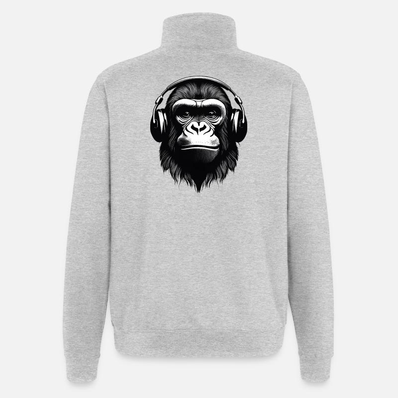 gorilla, primate, monkey - Quarter-Zip Sweatshirt - heather grey