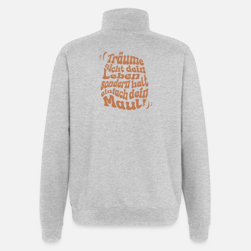 Hör auf zu Träumen - Quarter-Zip-Sweatshirt - Grau meliert