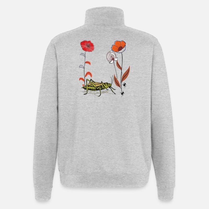 Gartenblume mit Grashüpfer und Ameisen - Quarter-Zip-Sweatshirt - Grau meliert