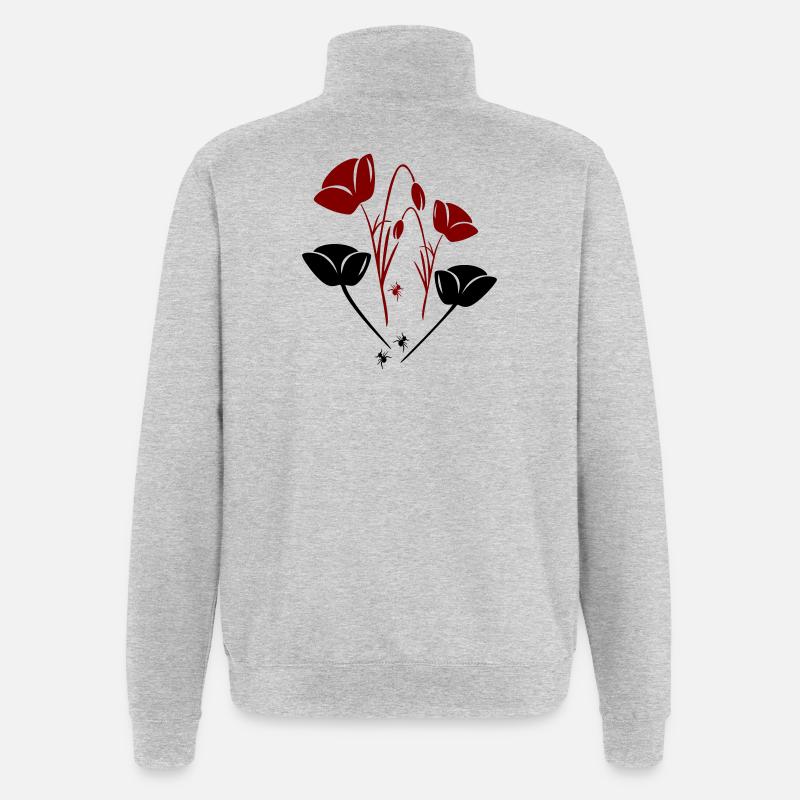 Tulipes avec fourmis - Sweat à zip 1/4 - gris chiné