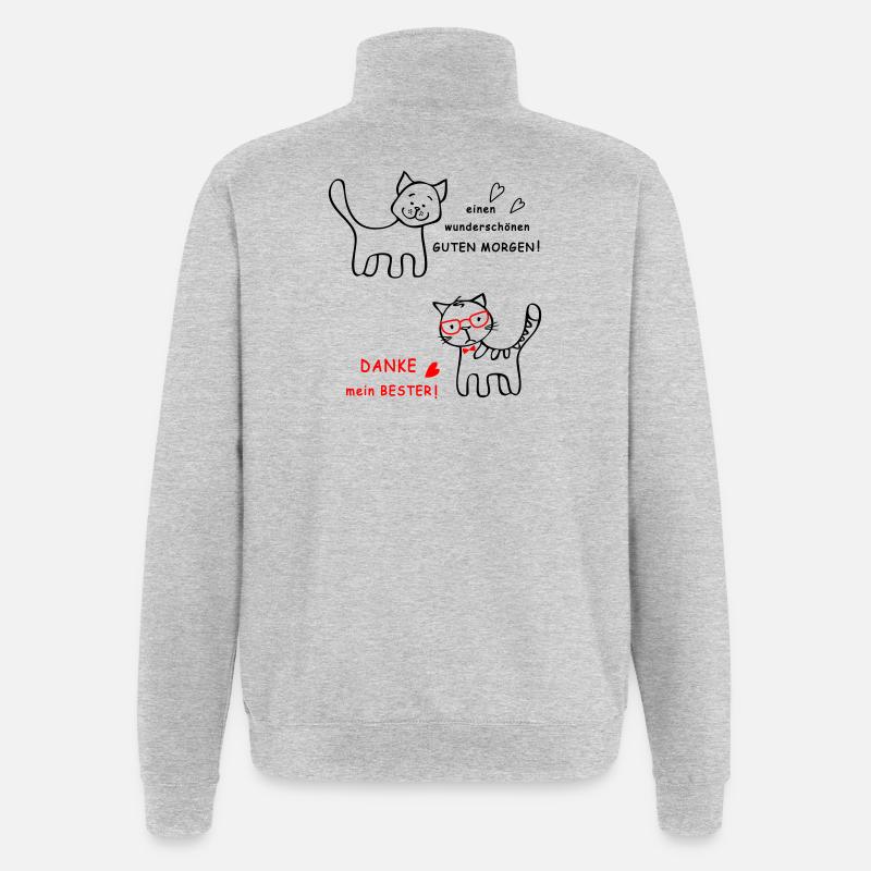 Bonjour chien et chat - Sweat à zip 1/4 - gris chiné