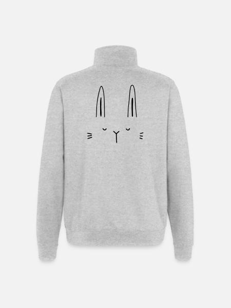 Hase Hasengesicht Gesicht Geschenkidee - Quarter-Zip-Sweatshirt - Grau meliert