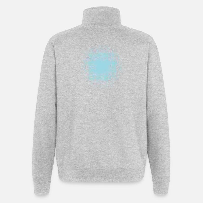 fond rond pointillé bleu clair - Sweat à zip 1/4 - gris chiné