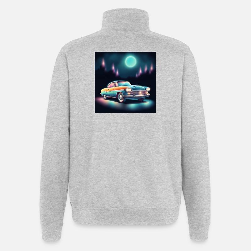 Retro Auto - Quarter-Zip-Sweatshirt - Grau meliert