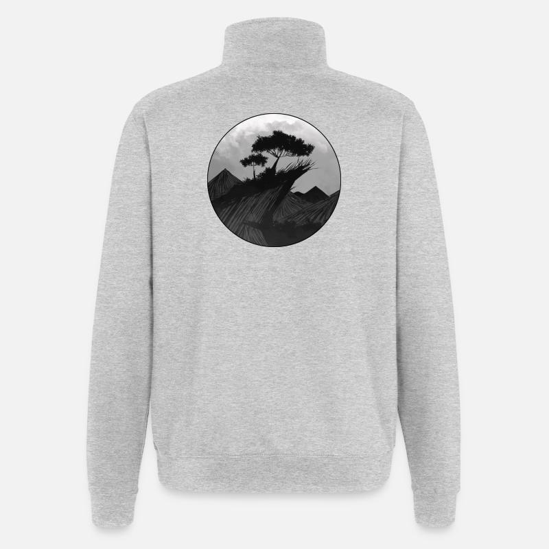 Asiatische Landschaft - Quarter-Zip-Sweatshirt - Grau meliert