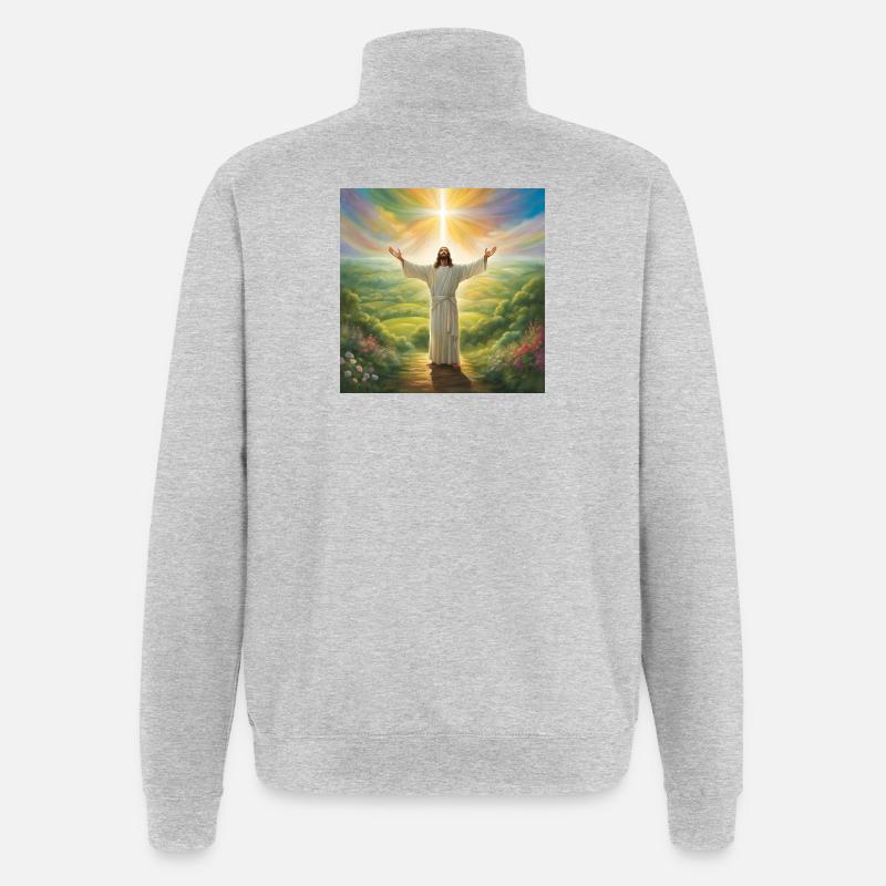 Jesus, katholischer Jesus Christus - Quarter-Zip-Sweatshirt - Grau meliert