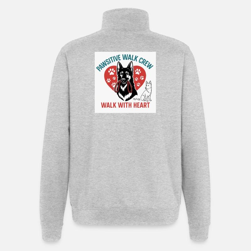 Pawsitive Walk Crew Herzpfoten - Quarter-Zip-Sweatshirt - Grau meliert
