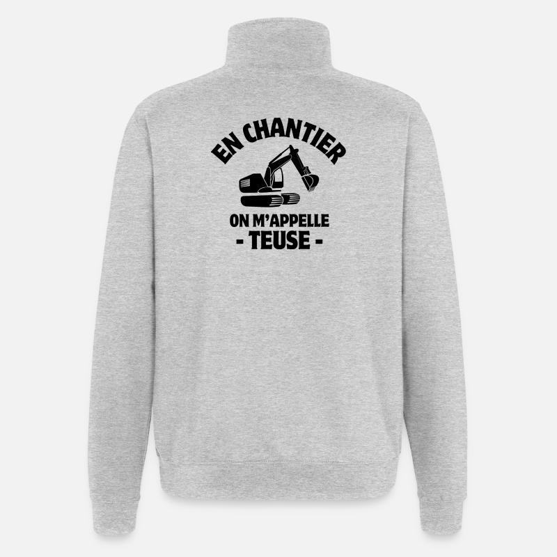 Bauleiter, Bagger, Baumaschine - Quarter-Zip-Sweatshirt - Grau meliert