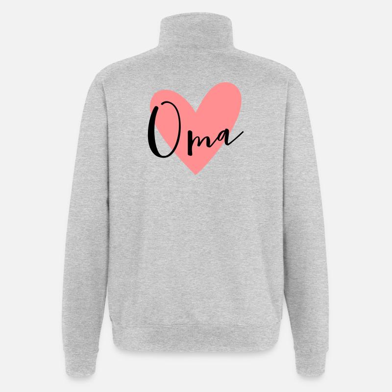 Oma Herz Liebe Geschenk - Quarter-Zip-Sweatshirt - Grau meliert