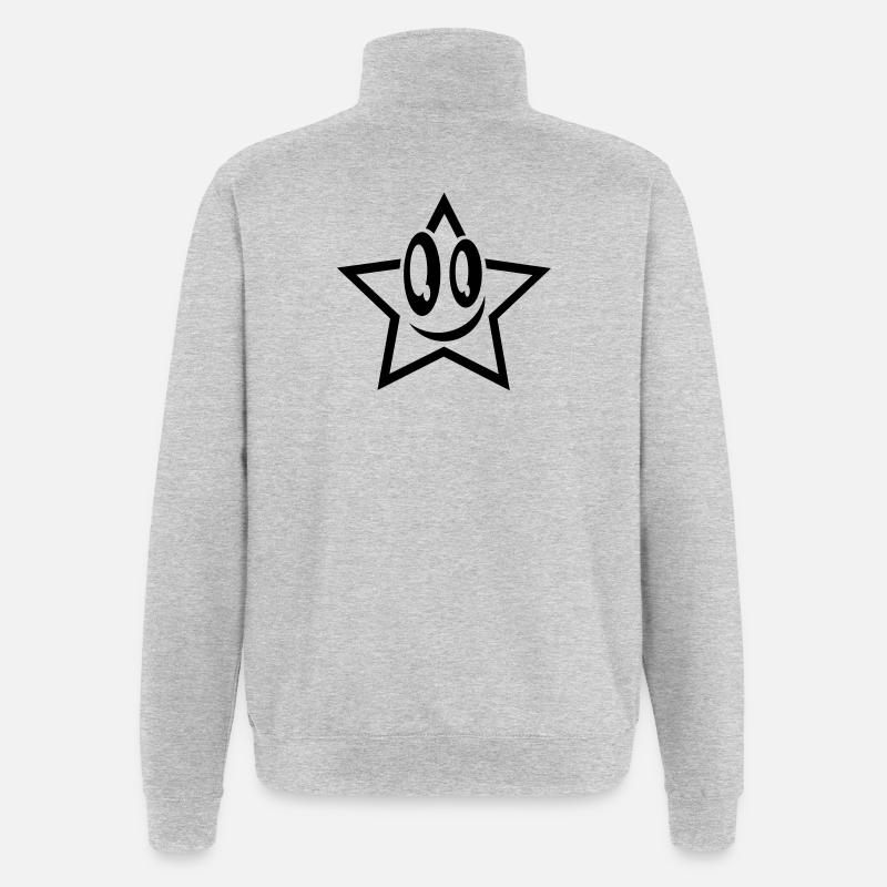 lachender stern gesicht star - Sweat à zip 1/4 - gris chiné