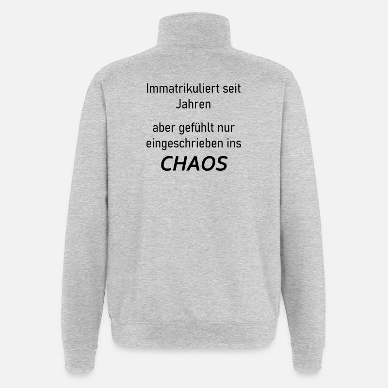 Unispruch "Immatrikuliert ins Chaos" Studenten - Quarter-Zip-Sweatshirt - Grau meliert