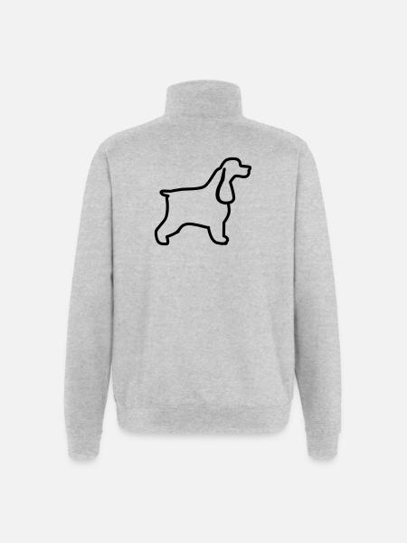 Plan cocker anglais - Sweat à zip 1/4 - gris chiné