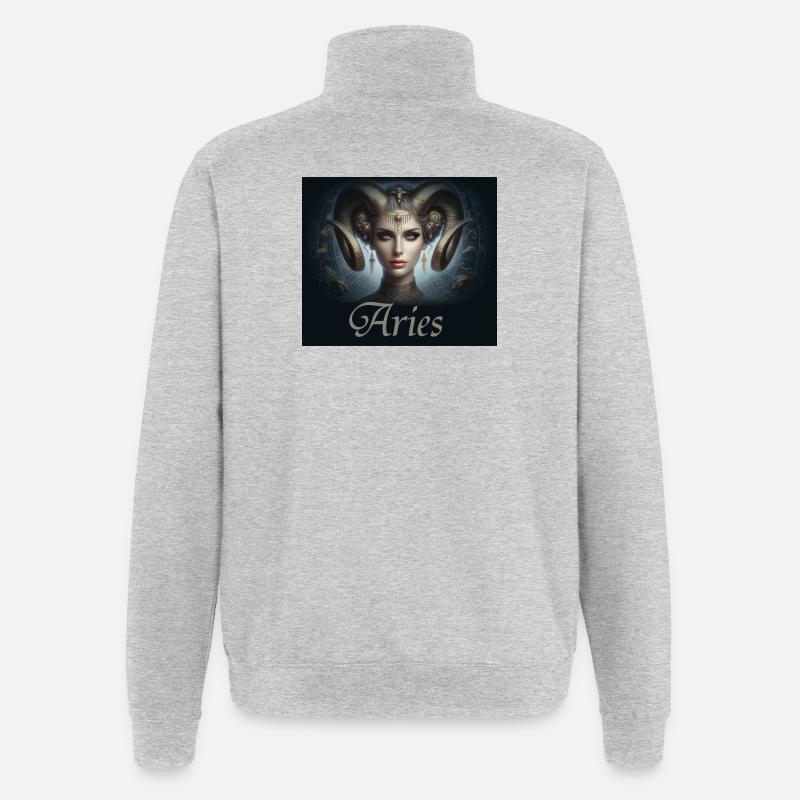 Aries -  Sternzeichen Widder - Quarter-Zip-Sweatshirt - Grau meliert