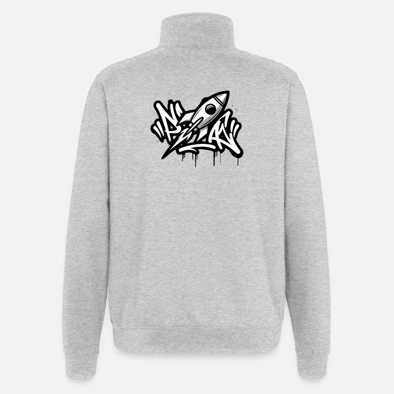 Fusée graffiti en noir et blanc - Sweat à zip 1/4 - gris chiné
