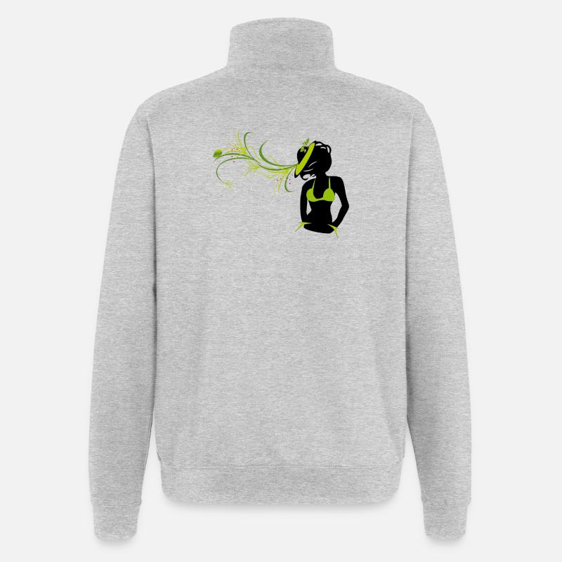 Fille au chapeau - Sweat à zip 1/4 - gris chiné
