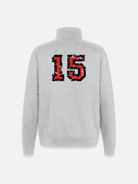 The Number Fifteen - No. 15 (two-color) red - Quarter-Zip Sweatshirt - heather grey