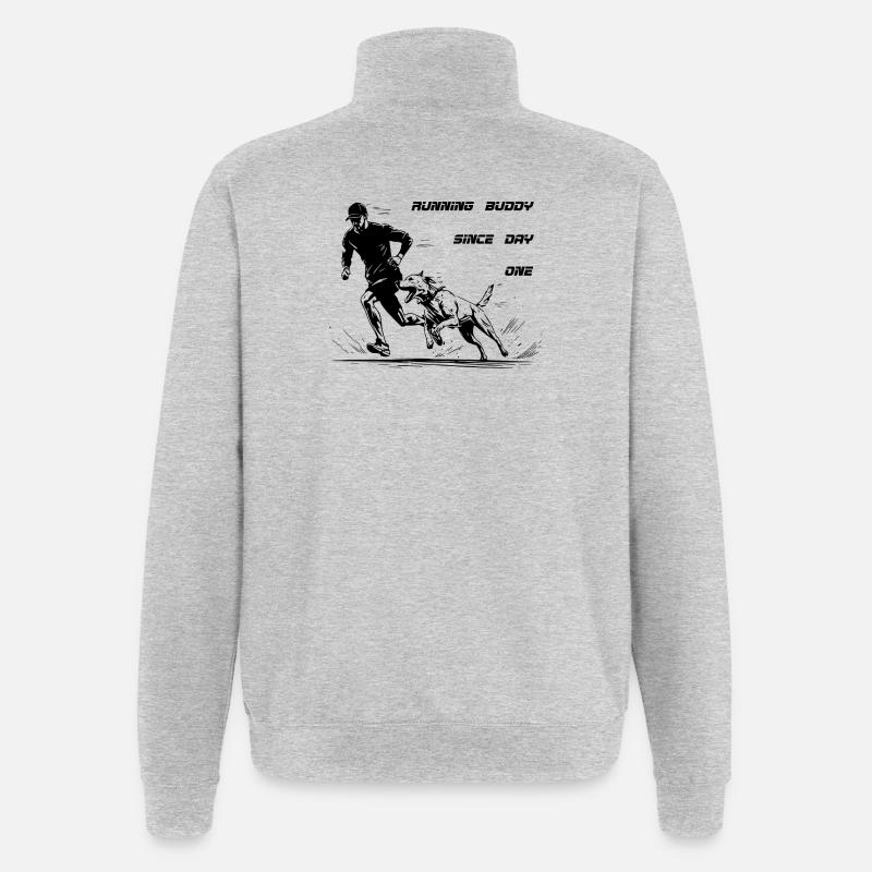 Joggen mit Hund Running Buddy - Quarter-Zip-Sweatshirt - Grau meliert