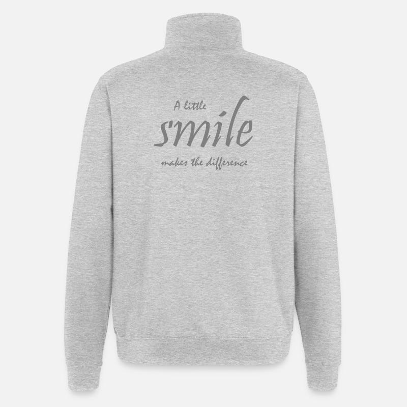 Ein kleines Lächeln macht den Unterschied _ Spruch - Quarter-Zip-Sweatshirt - Grau meliert