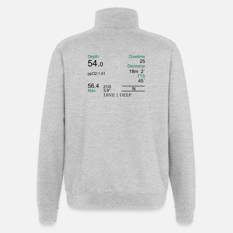 Tauchcomputer - Quarter-Zip-Sweatshirt - Grau meliert