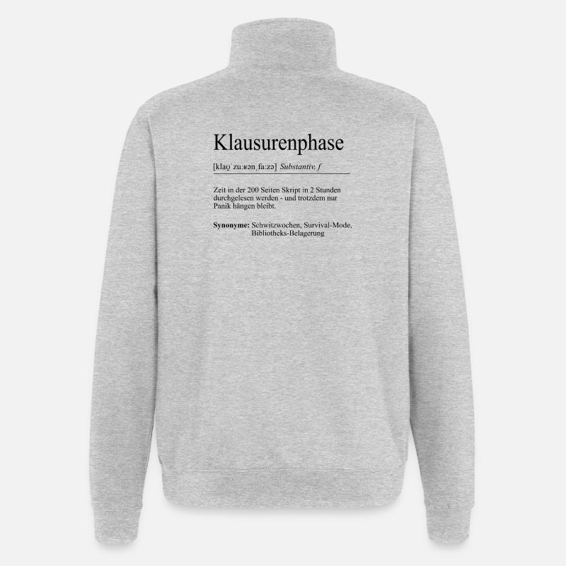 Unispruch « Phase d’examen » Cadeau, étudiants - Sweat à zip 1/4 - gris chiné