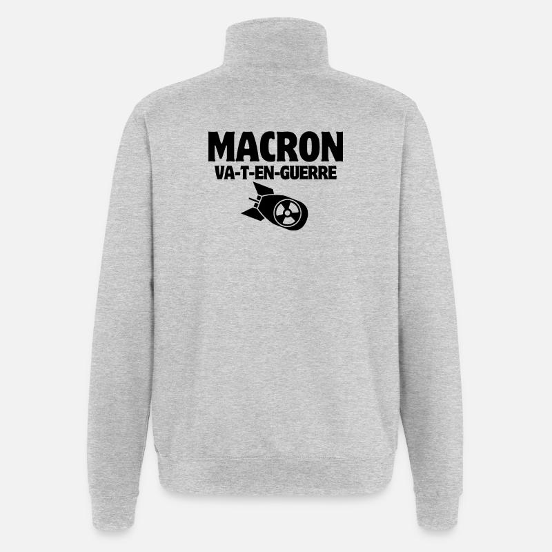 anti-war, Macron, stop war - Quarter-Zip Sweatshirt - heather grey