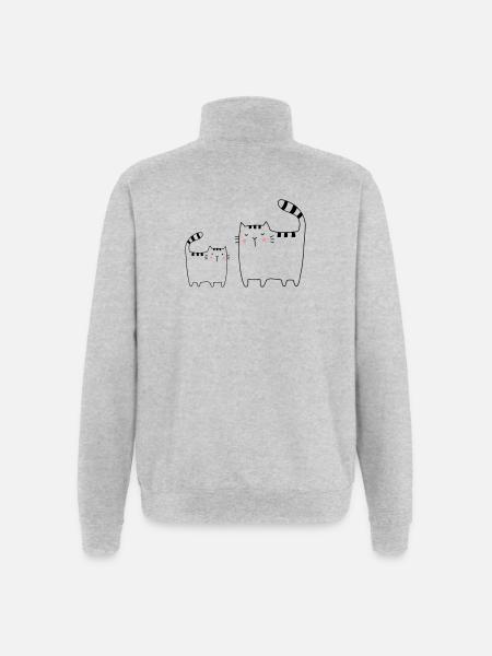 Cats Family Cat Kitten - Quarter-Zip Sweatshirt - heather grey