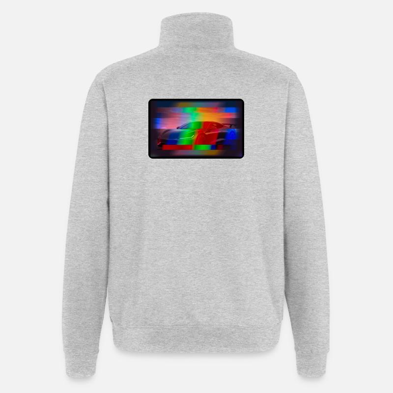 Futuristisches Sportauto mit Regenbogen-Effekt - Quarter-Zip-Sweatshirt - Grau meliert