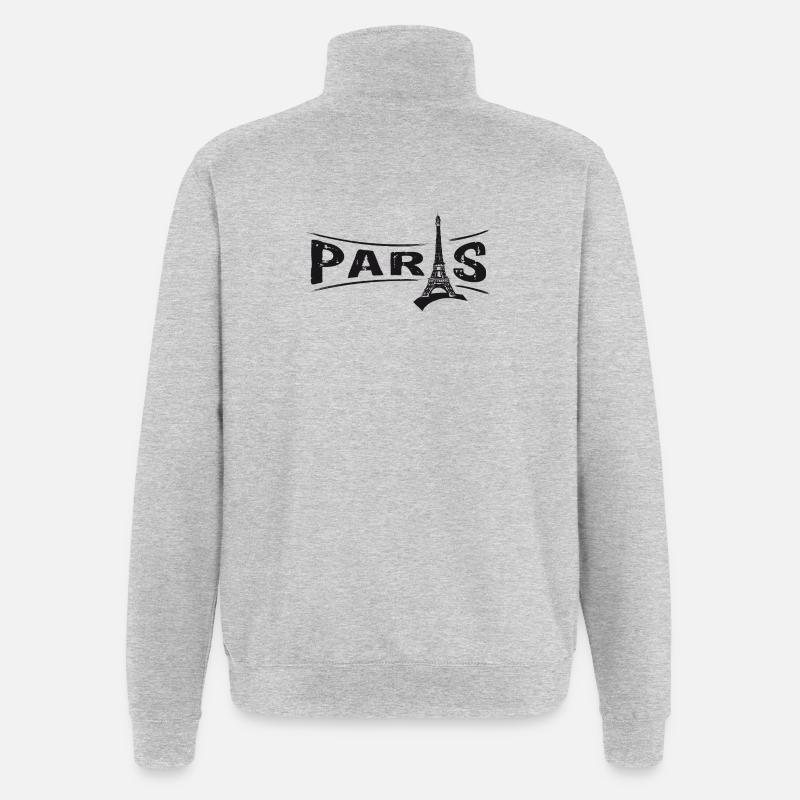 PARIS avec la Tour Eiffel - Sweat à zip 1/4 - gris chiné