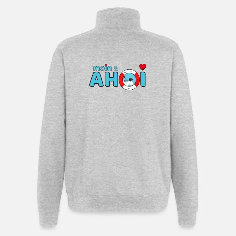 Moin et Ahoy - Sweat à zip 1/4 - gris chiné
