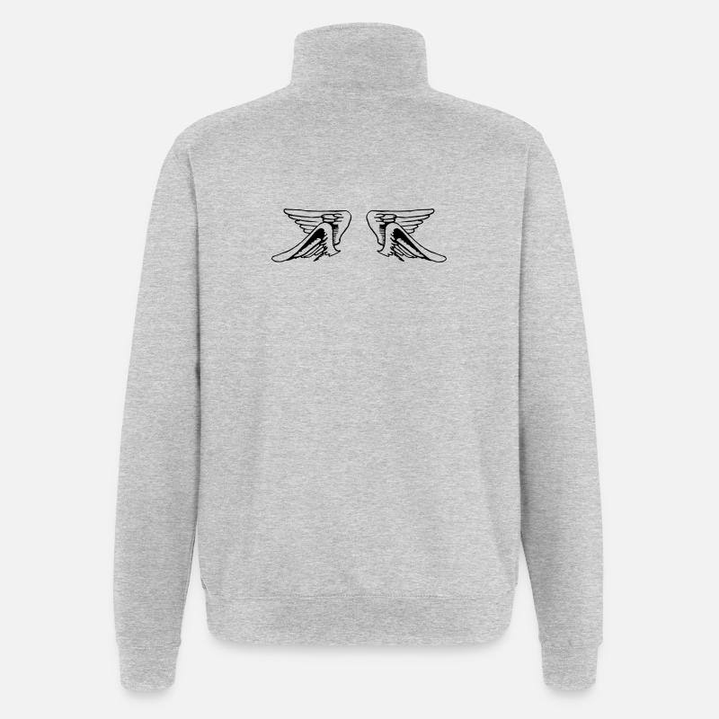 Design 15 (Flügelset, eng) - Quarter-Zip-Sweatshirt - Grau meliert