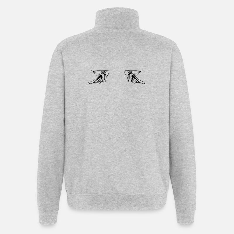 Design 14 (Flügelset, weit) - Quarter-Zip-Sweatshirt - Grau meliert