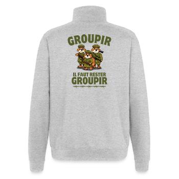septième compagnie, la septième compagnie, Tassin - Sweat à zip 1/4 - gris chiné - Dos - AI Model Male 178 dark (178cm)