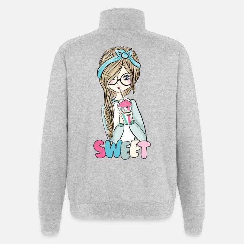 Süßes Hemd - Quarter-Zip-Sweatshirt - Grau meliert